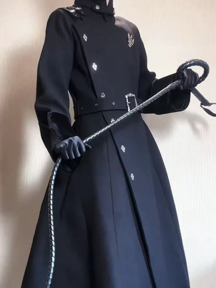 Trench Coat Formal - 2025 겨울 고딕 벨티드 슬림 미드