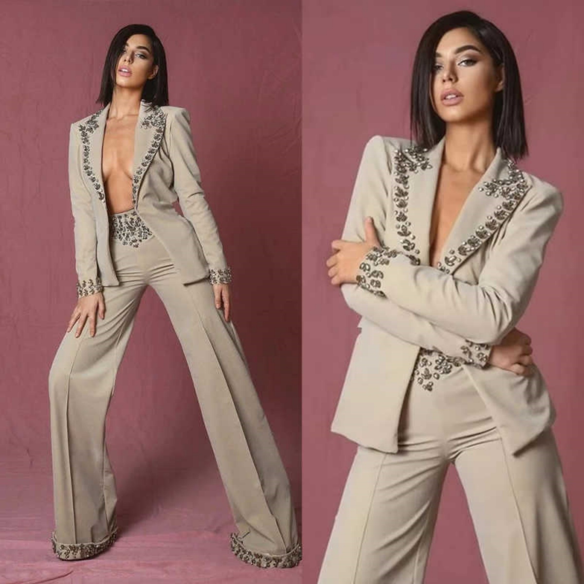 Women'S Formal Wear Jackets - 놀라운 라인스톤 여성 정장 2피스 블레이저