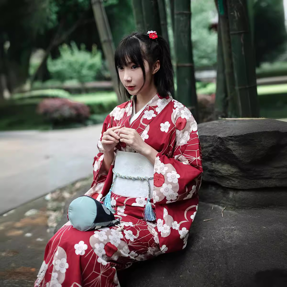 Japanese Women Formal Wear - 빨간색 일본 유카타 기모노 여성용 개량형