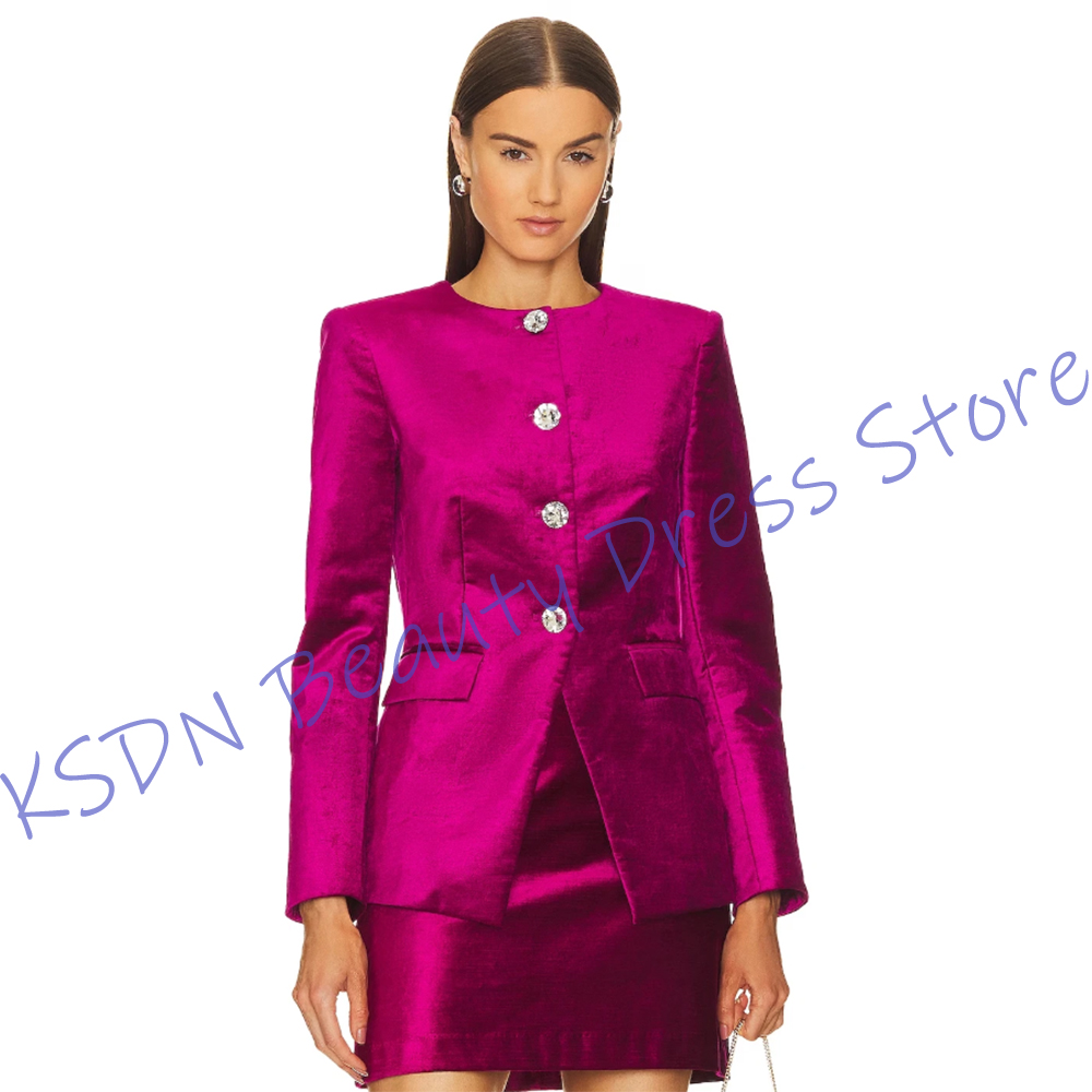 Women'S Formal Wear Jackets - 시크한 여성용 싱글 브레스티드 수트 핫핑크