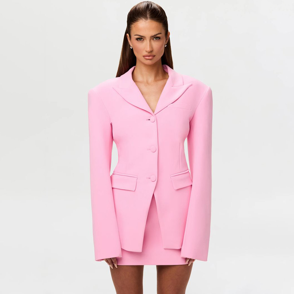 Women'S Formal Wear Jackets - 활기찬 핑크 여성용 2피스 수트 세트