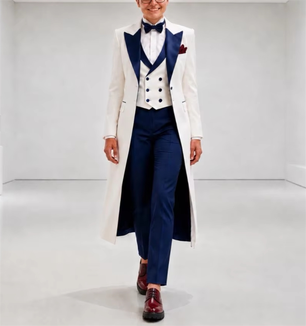Women'S Formal Wear Jackets - 네이비 블루 화이트 여성 재킷 수트