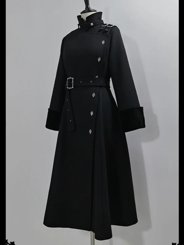 2025 겨울 고딕 벨티드 슬림 미드 길이 울 코트 블 - Trench Coat Formal 리뷰 및 가격