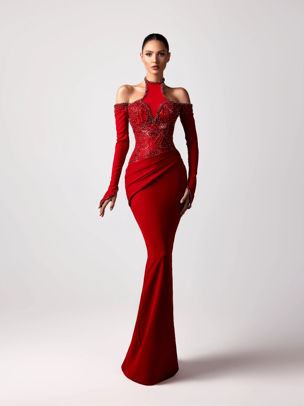 레드 섹시한 홀터넥 이브닝 드레스 최신 맞춤형 바디콘  - Formal Gala Wear Women 리뷰 및 가격