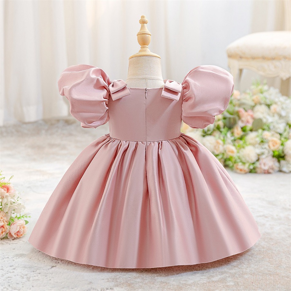 여자아이들을 위한 핑크색 새틴 볼 가운, 퍼프 소매와  - Women'S Formal Wear For Girls 리뷰 및 가격