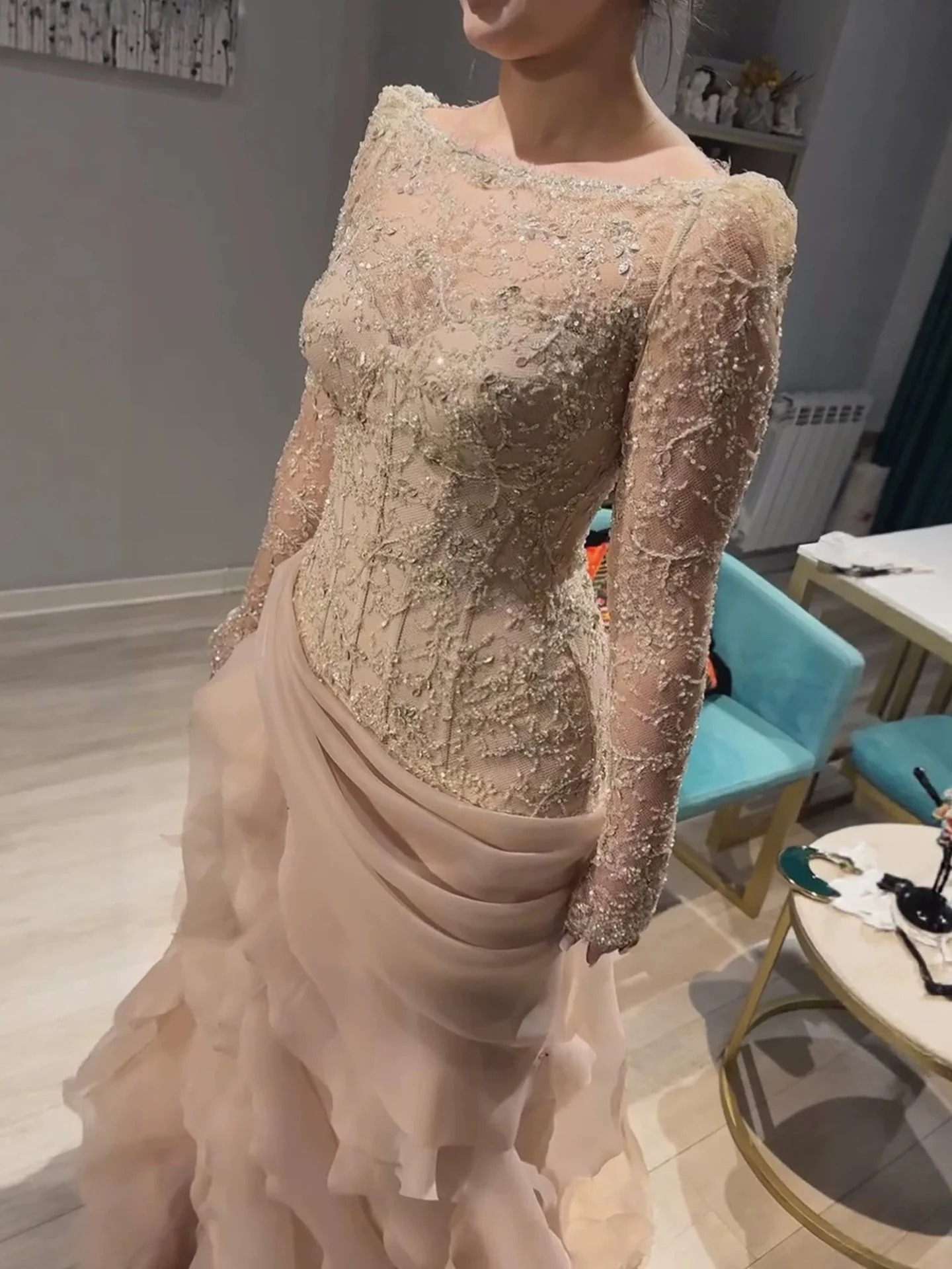    환상적인 인어공주 스타일 이브닝 드레스, 긴팔  - Formal Gala Wear Women 리뷰 및 가격