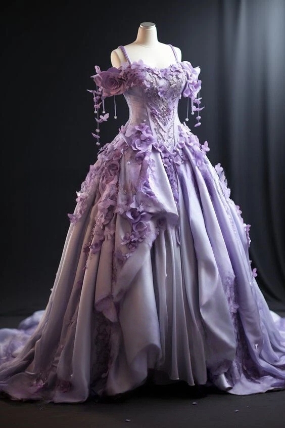 우아한 꽃 빅토리아 댄스 파티 드레스 오프 어깨 라벤더 - Victorian Women'S Formal Wear 리뷰 및 가격