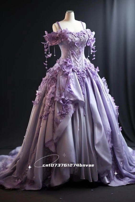 우아한 꽃 빅토리아 댄스 파티 드레스 오프 어깨 라벤더 - Victorian Women'S Formal Wear 리뷰 및 가격