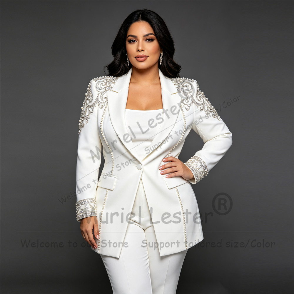 수제 여성 정장 또는 웨딩 크리스탈 비즈 장식 재킷 바 - Blazer Set Women Formal 리뷰 및 가격