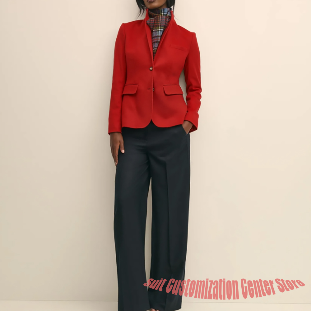 여성용 네이비 울 의류 싱글 브레스티드 투피스 (재킷+ - Women'S Formal Wear Jackets 리뷰 및 가격