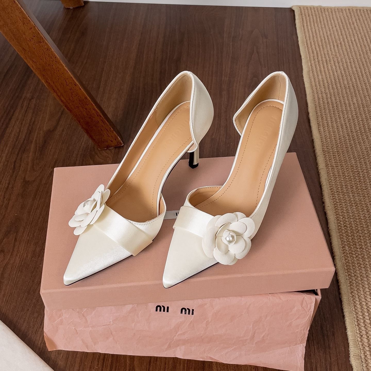 새틴 포인티드 스틸레토 펌프스 여성용 플로럴 펄 얇은  - Women Formal Wear Heels 리뷰 및 가격