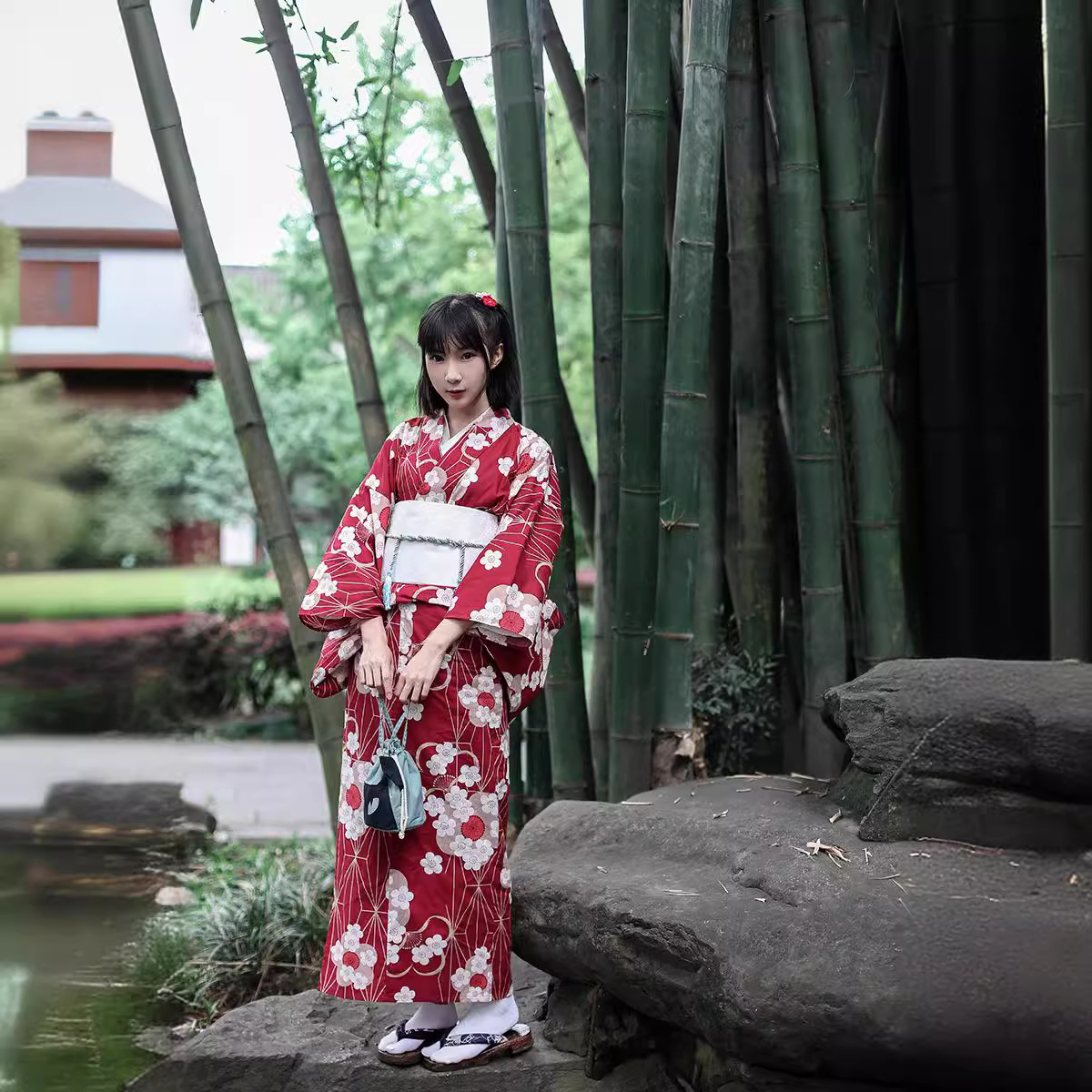 빨간색 일본 유카타 기모노 여성용 개량형 핏 하나파이어 - Japanese Women Formal Wear 리뷰 및 가격