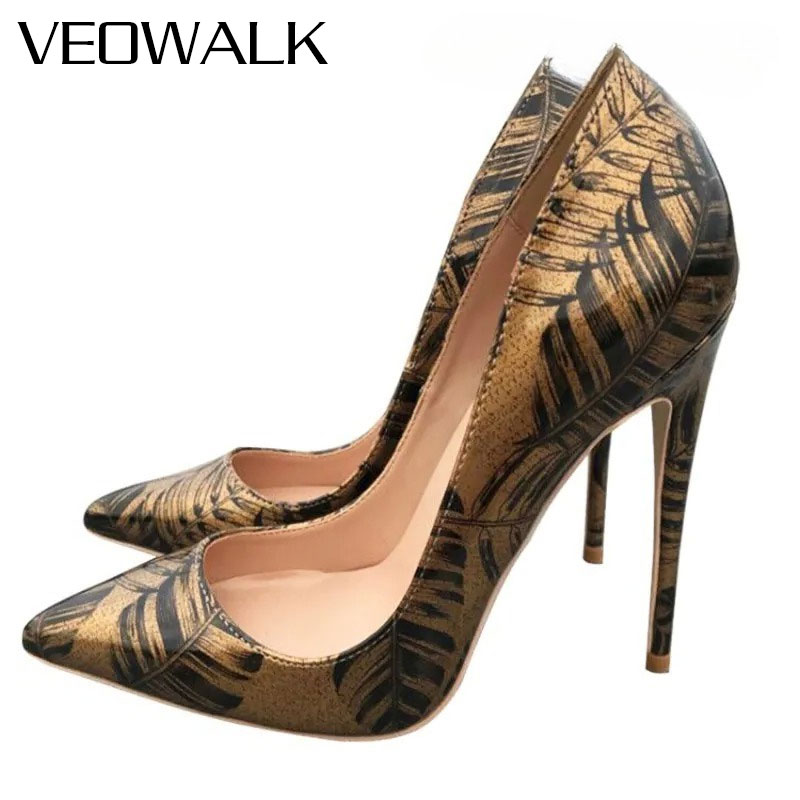 Veowalk 여성용 메탈릭 골드 패턴 펌프스 블랙 플 - Women Formal Wear Heels 리뷰 및 가격