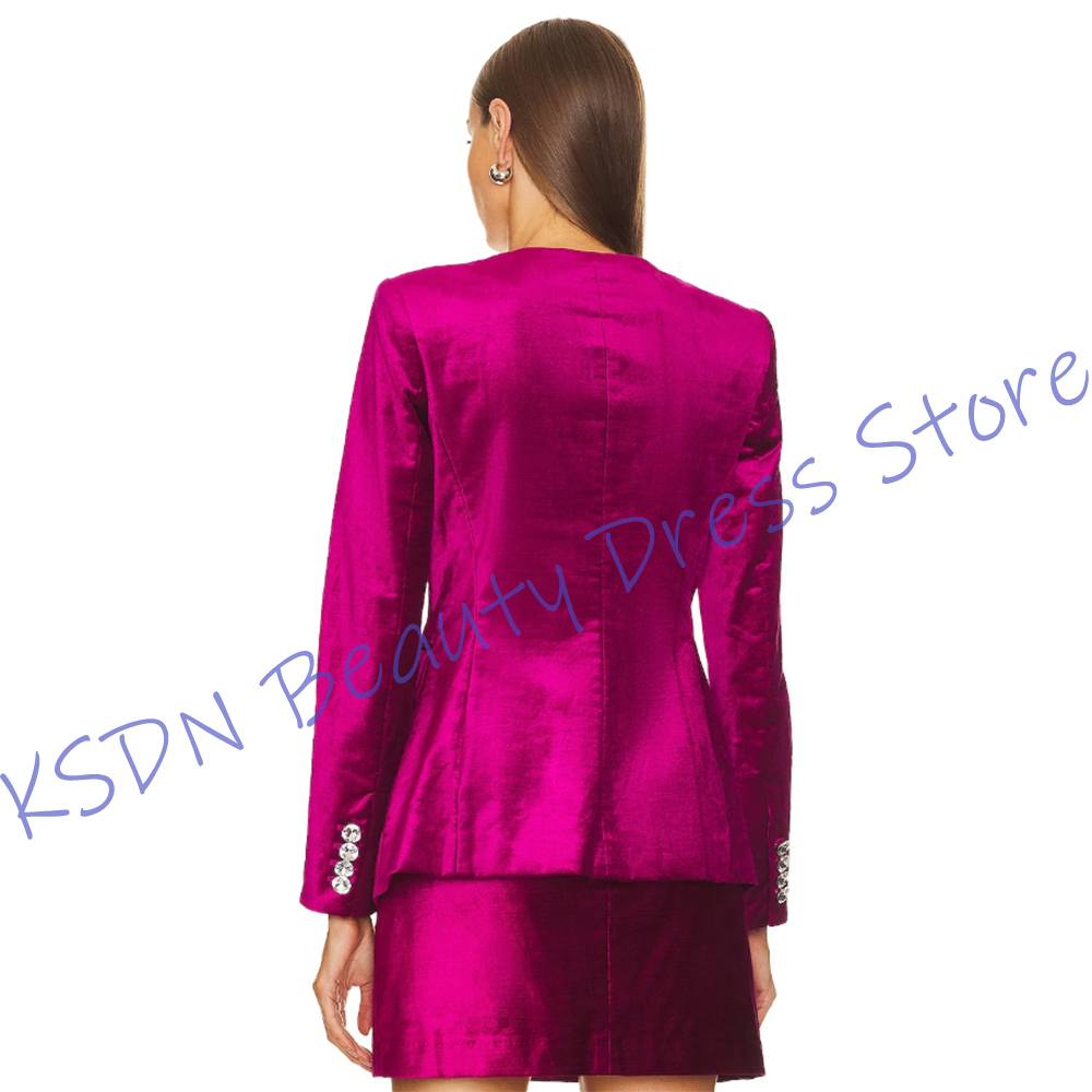 시크한 여성용 싱글 브레스티드 수트 핫핑크 새틴 투피스 - Women'S Formal Wear Jackets 리뷰 및 가격