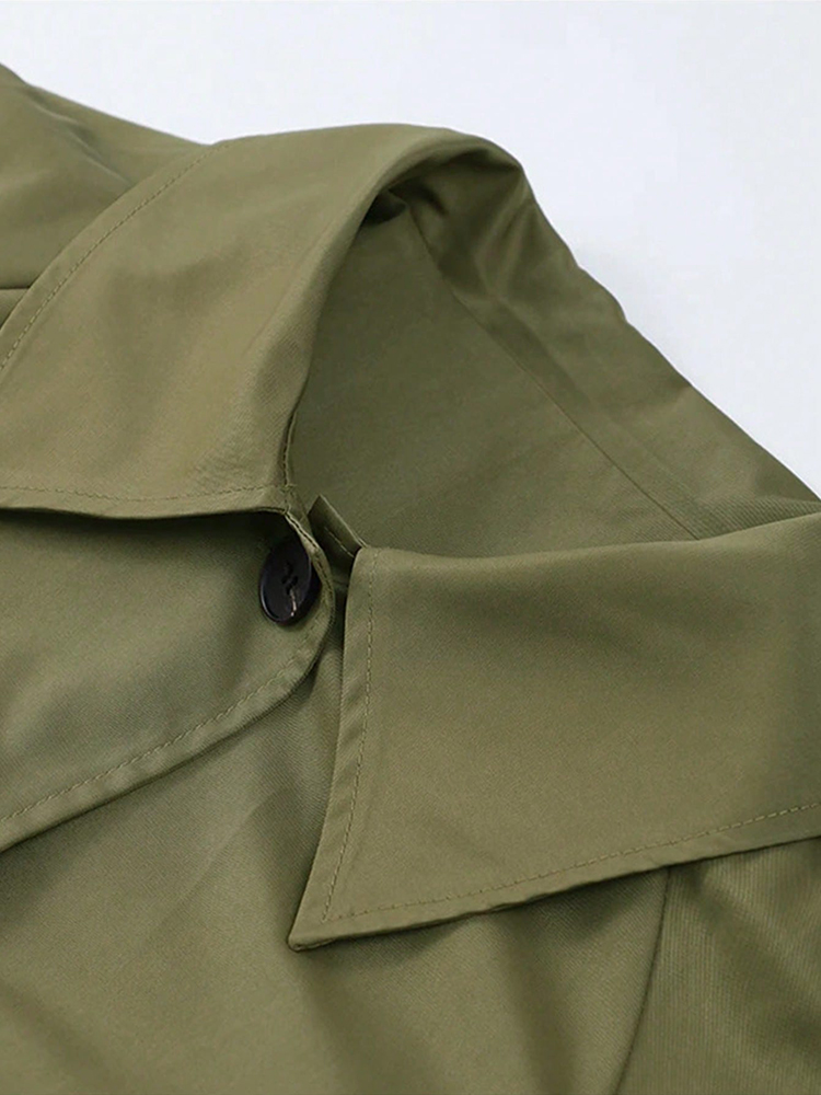 새로운 체크 무늬 안감 솔리드 트렌치 코트 여성 의류  - Trench Coat Formal 리뷰 및 가격