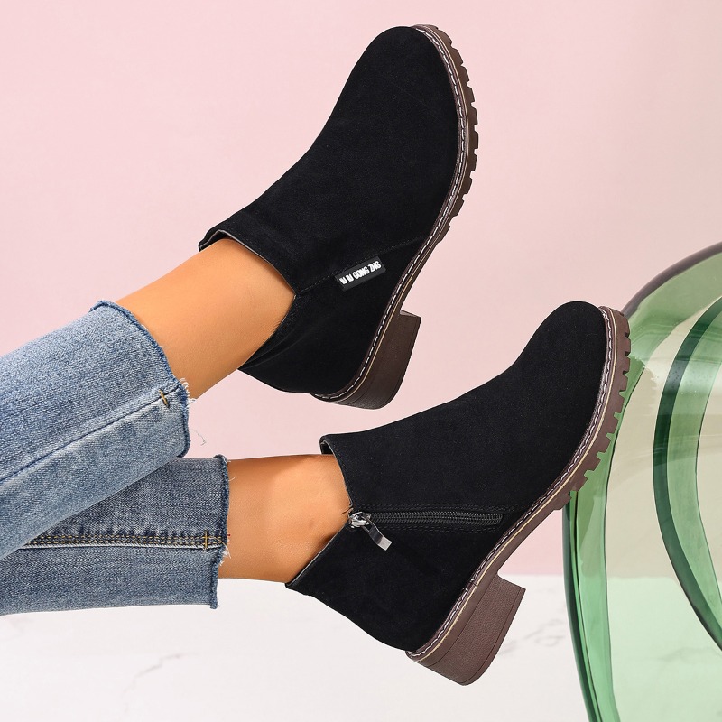 여성 가을 ​​겨울 발목 부츠 사이드 지퍼 Chunky - Women Formal Wear Heels 리뷰 및 가격