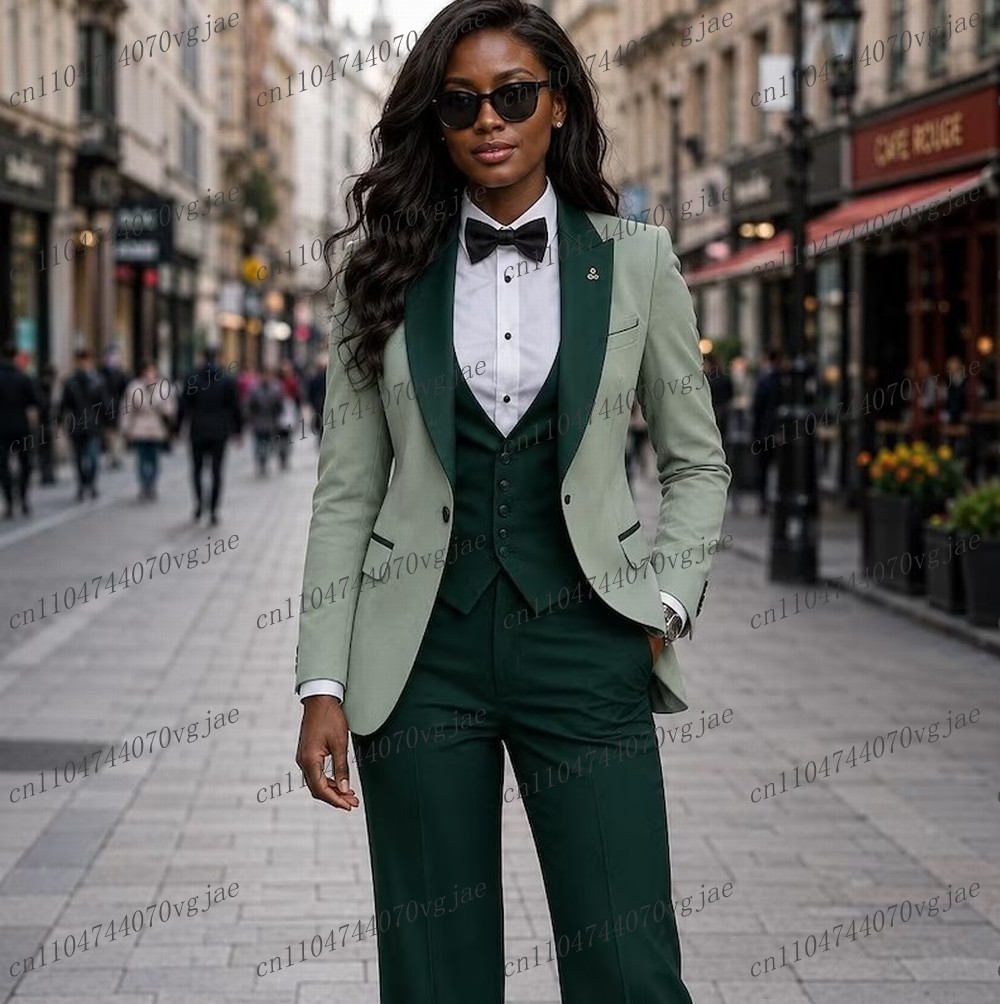 민트 그린과 다크 그린 정장 여성 비즈니스 수트 웨딩  - Blazer Set Women Formal 리뷰 및 가격