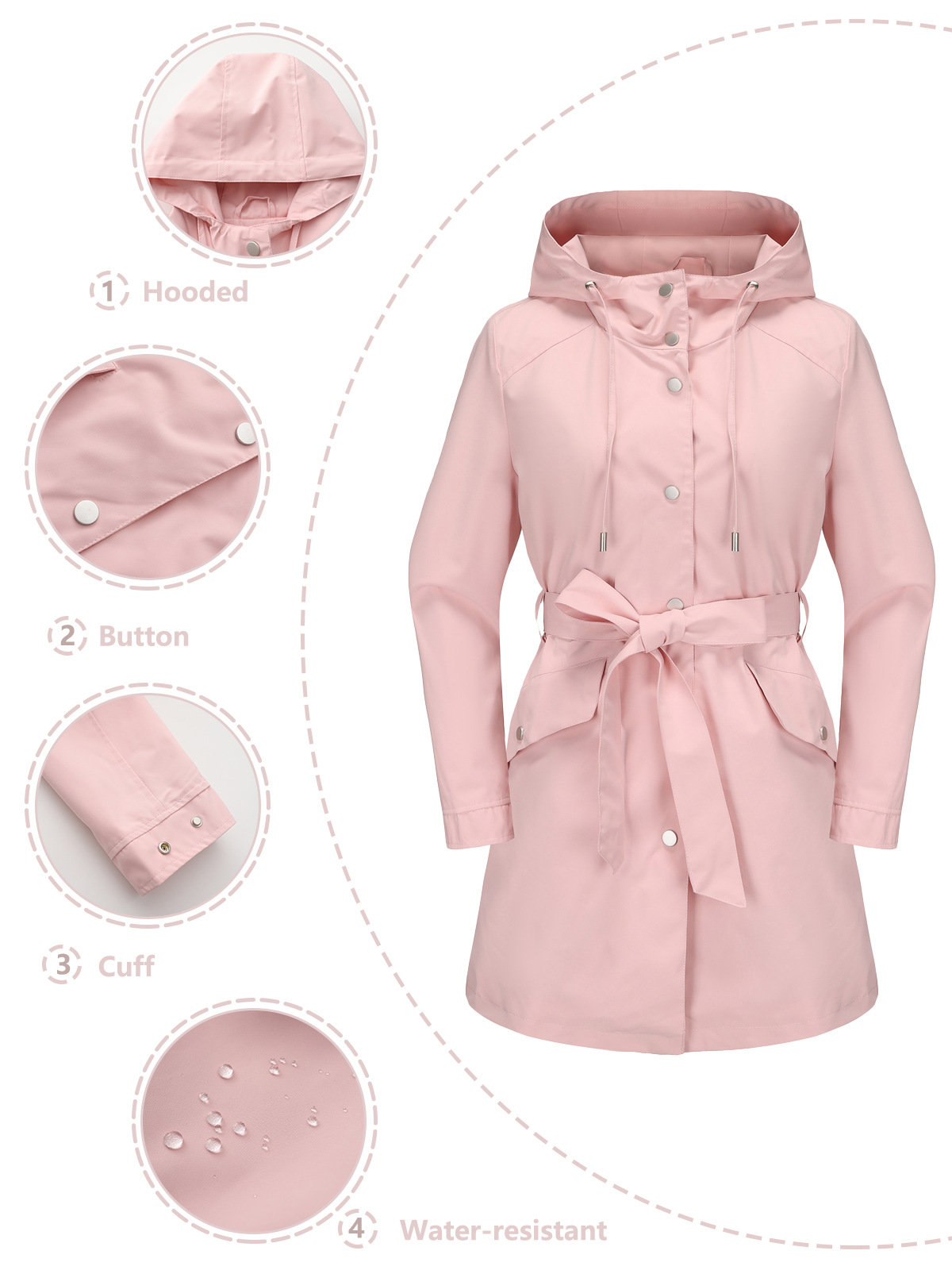 봄 가을 새로운 후드 발수 자켓 벨트 얇은 캐주얼 루즈 - Trench Coat Formal 리뷰 및 가격