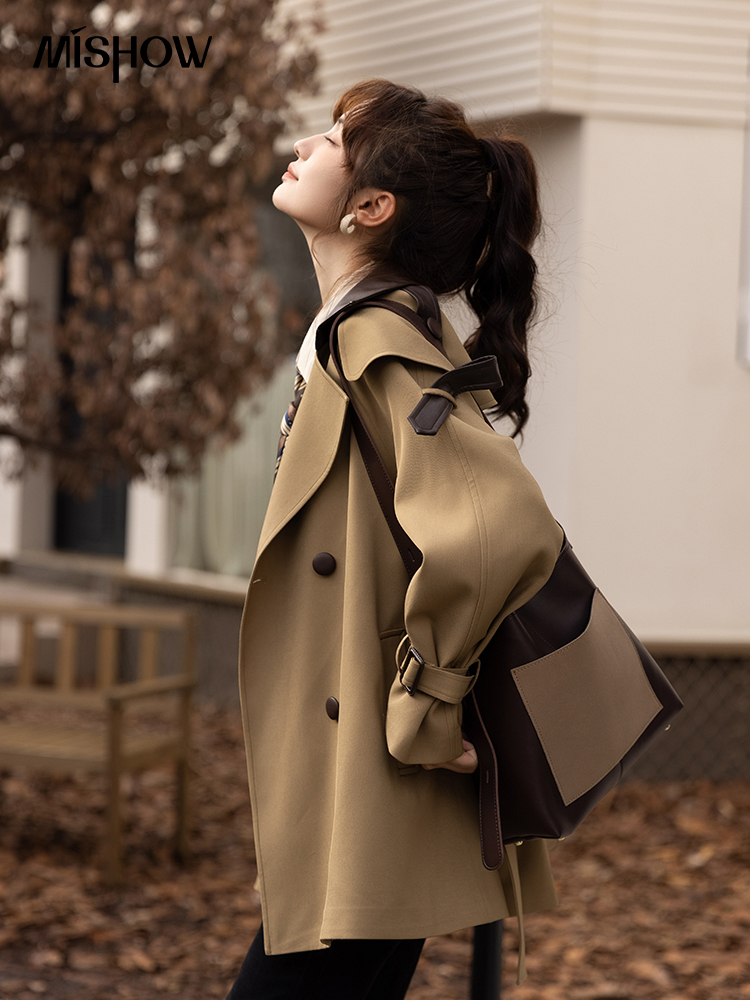 MISHOW 여성용 폴로 칼라 패치워크 트렌치 코트,  - Trench Coat Formal 리뷰 및 가격