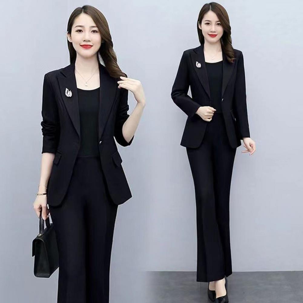 2피스/세트 여성 정장 코트 팬츠 세트 턴다운 칼라 긴 - Women'S Formal Wear Jackets 리뷰 및 가격