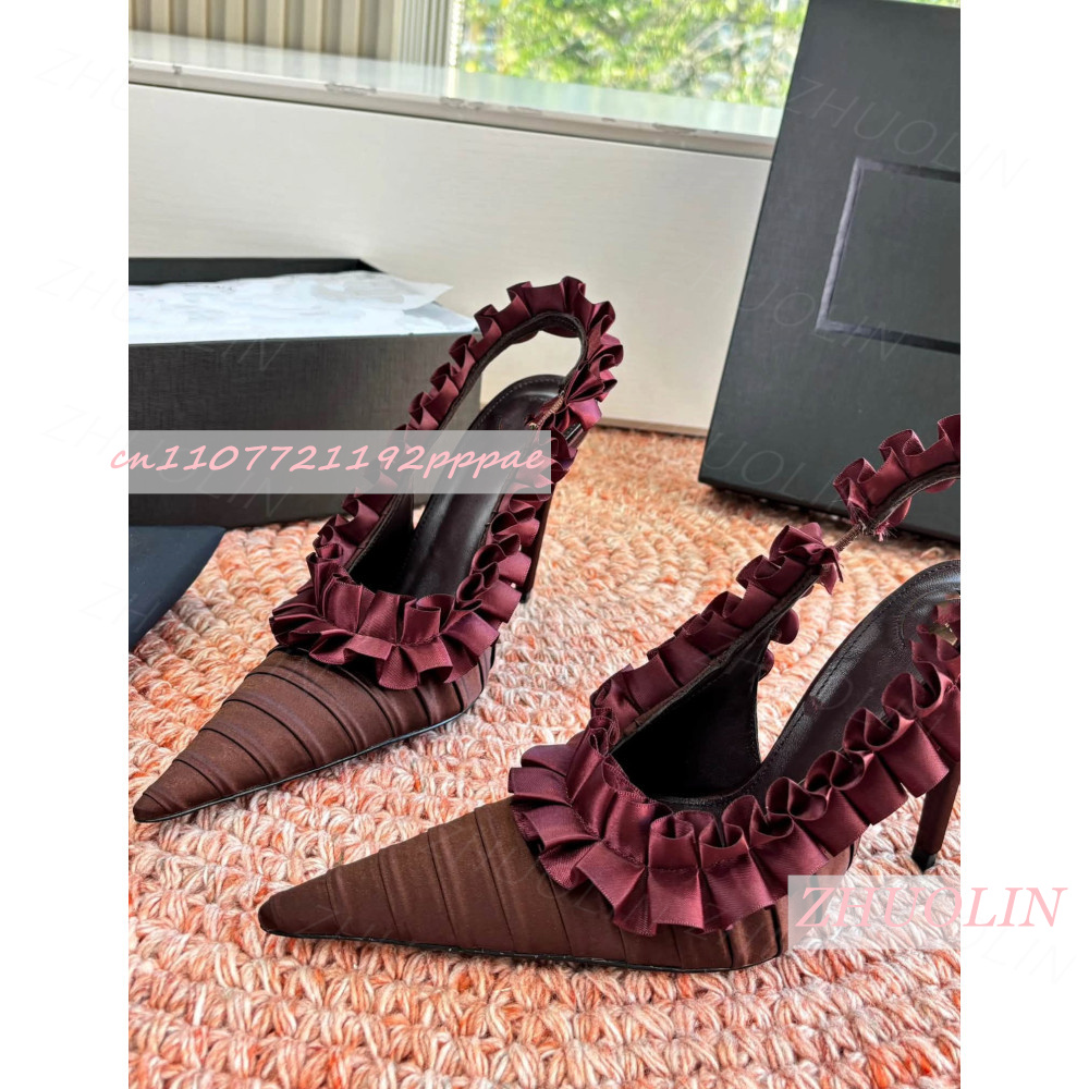 슬링백 힐 버건디 플리츠 새틴 러플 스틸레토 펌프스 포 - Slingback Heel Formal 리뷰 및 가격