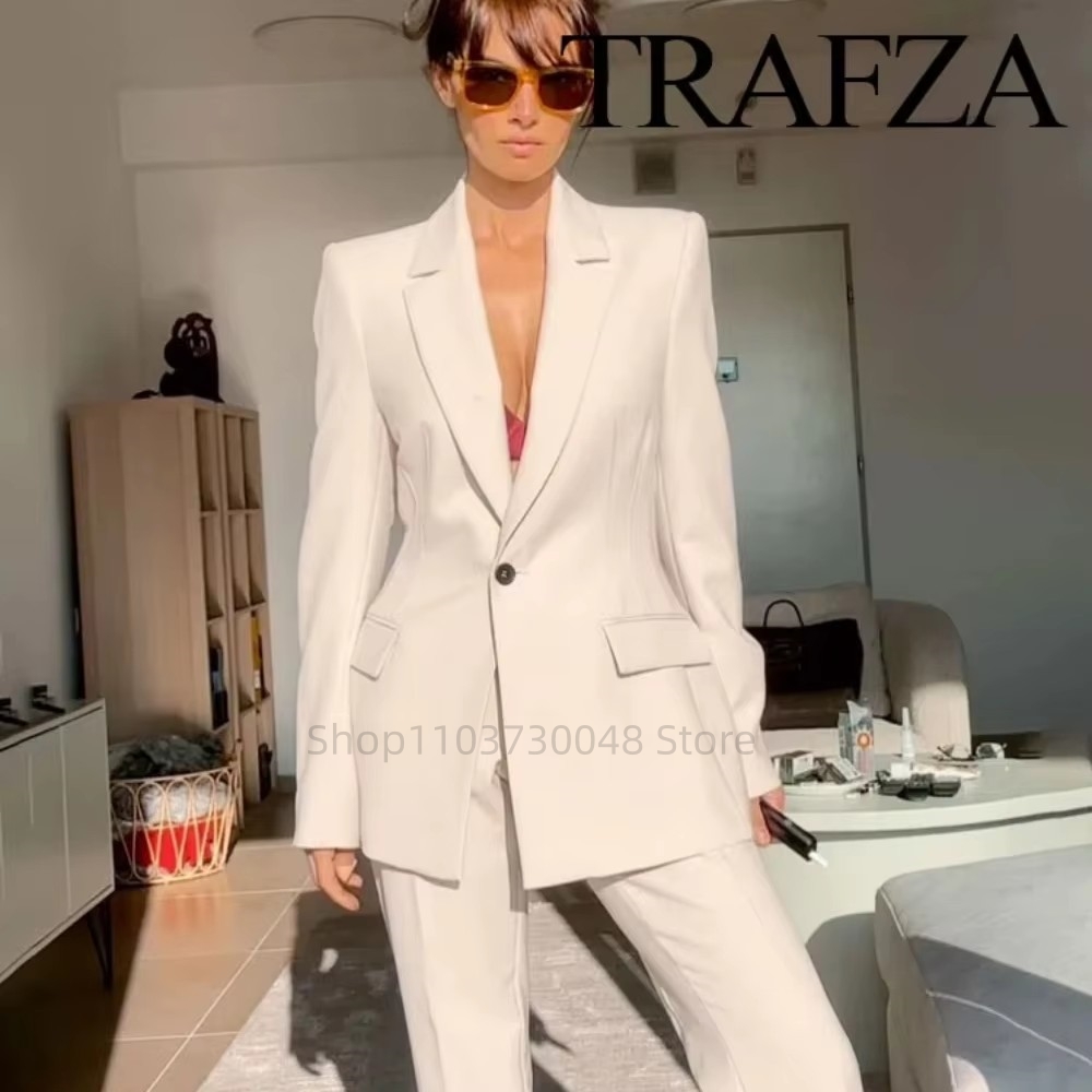 패션 오피스 여성 블레이저 및 바지 정장 세트, 화이트 - Women'S Formal Wear Jackets 리뷰 및 가격